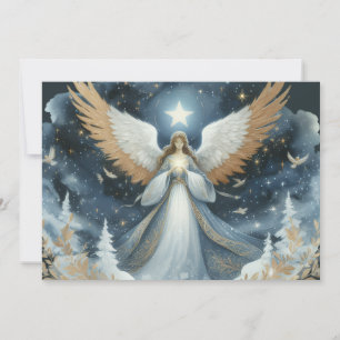 Angel on Christmas night beautiful Holiday Card