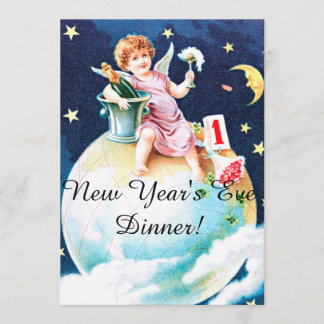Angel on Earth with Flowers New Year's Eve Party Invitation