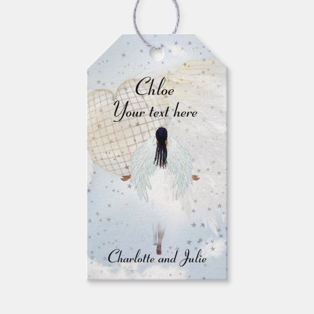 Angel on Gold Stars Gift Tags (Front)