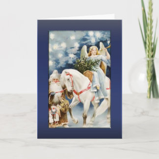 Angel on White Horse Greetings Holiday Card
