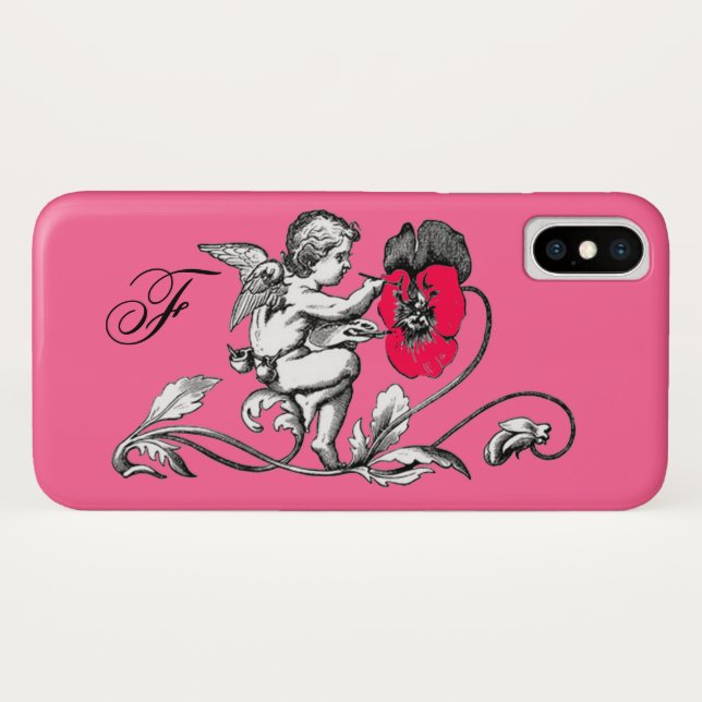 ANGEL PAINTING A PINK FLOWER,MONOGRAM Case-Mate iPhone CASE (Back (Horizontal))