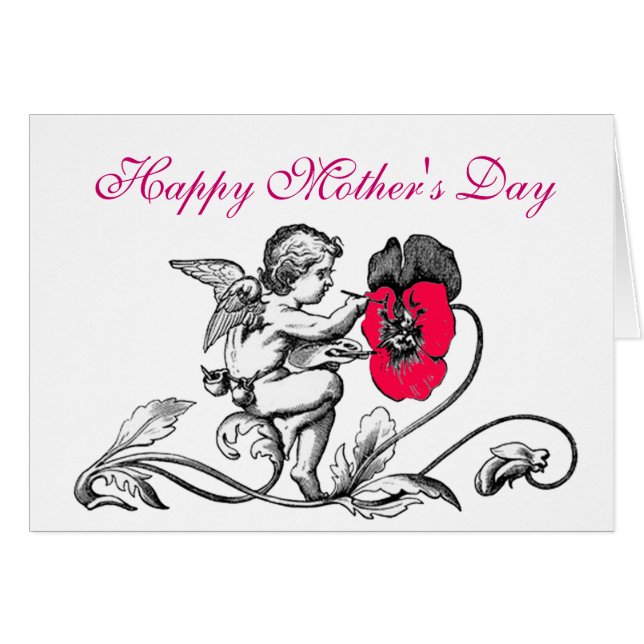 ANGEL PAINTING A PINK FLOWER MOTHER'S DAY (Front Horizontal)