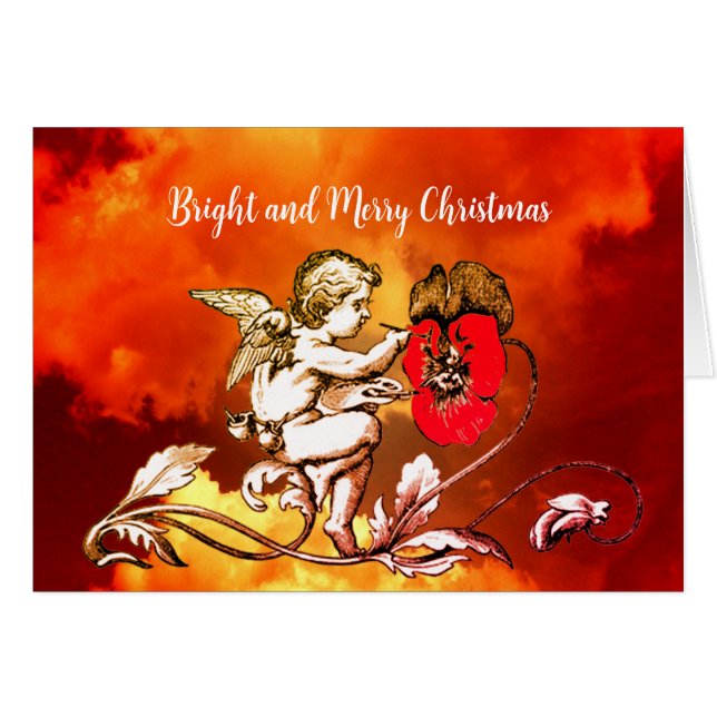 ANGEL PAINTING A RED FLOWER IN THE SKY Christmas (Front Horizontal)