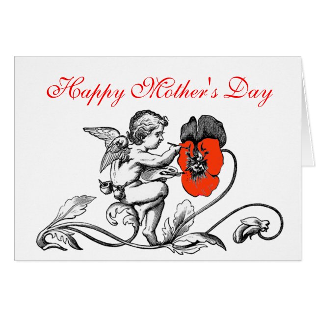 ANGEL PAINTING A RED FLOWER MOTHER'S DAY (Front Horizontal)