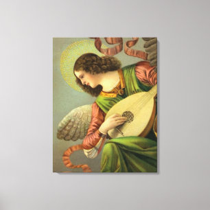 Angel Painting With Mandolin Canvas Print