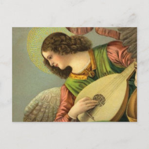 Angel Painting With Mandolin Postcard