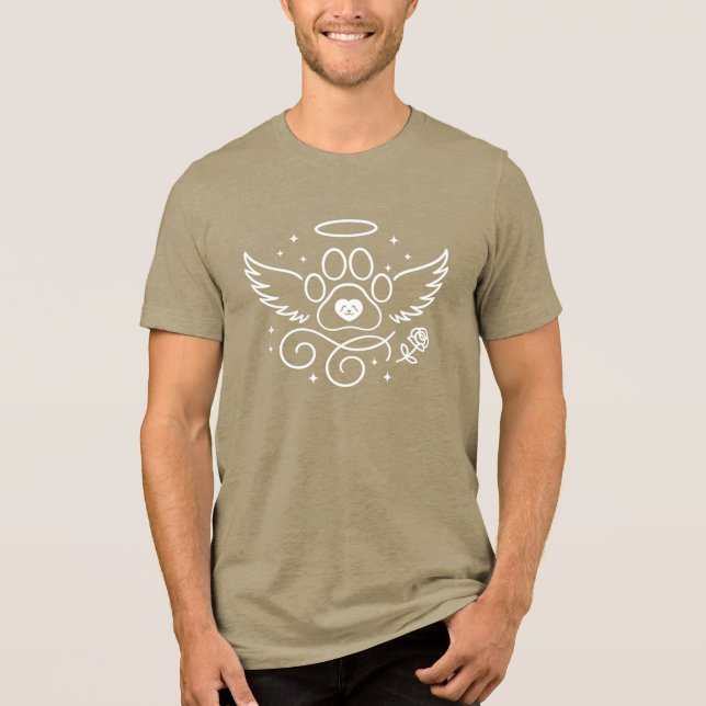 Angel Paw Print with Wings & Halo – Pet Memorial Tri-Blend Shirt (Front)
