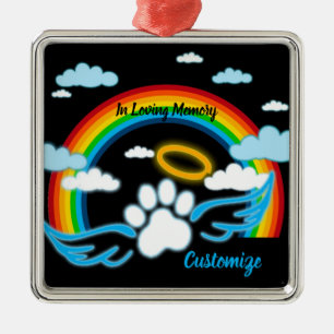 Angel Paws Rainbow Memorial Metal Tree Decoration