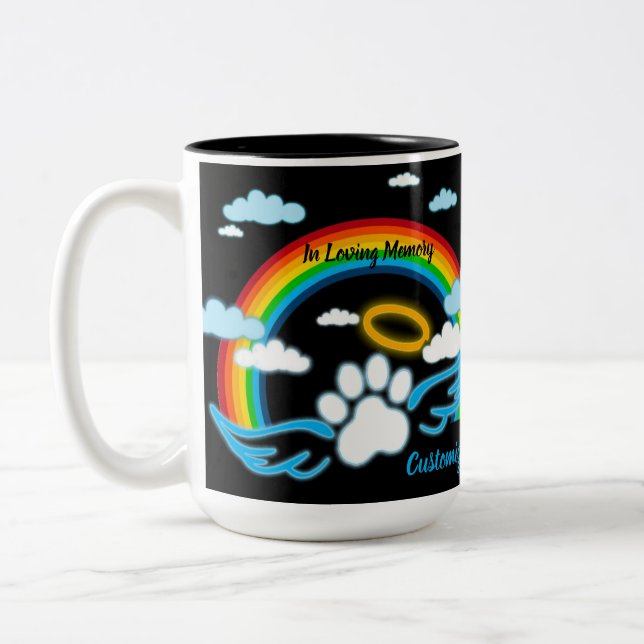 Angel Paws Rainbow Memorial Two-Tone Coffee Mug (Left)