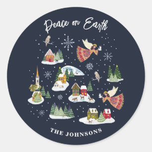 Angel Peace on Earth Christmas Classic Round Sticker