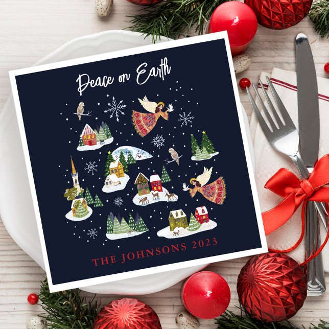 Angel Peace on Earth Christmas Napkin (Angel Peace on Earth Christmas Napkins)
