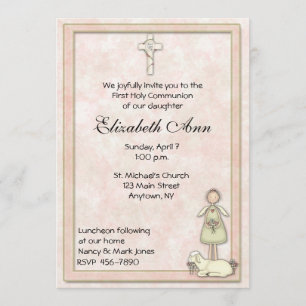 Angel Peach Communion Invitation