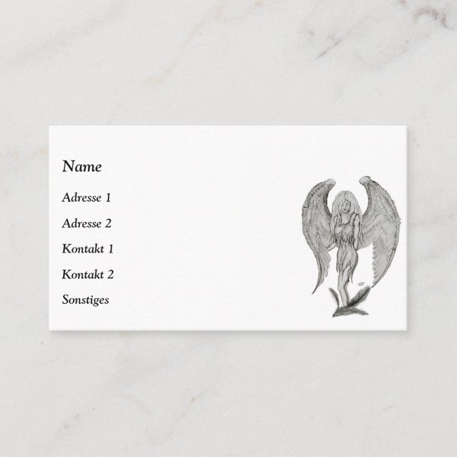 Angel , Pencil Art Business Card (Front)