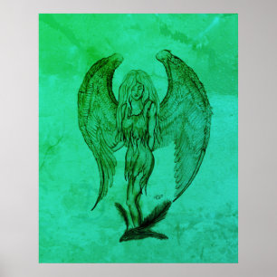 Angel , Pencil Art in Marmor Design Poster