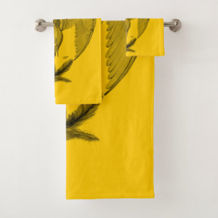 Angel , Pencil Art , yellow black design Bath Towel Set