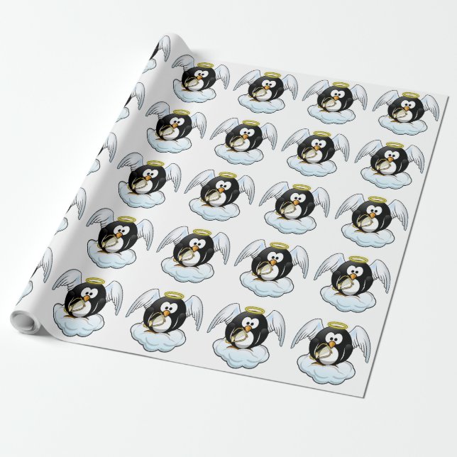 ANGEL PENGUIN WRAPPING PAPER (Unrolled)
