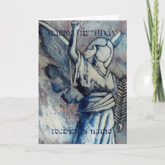 Angel Personalised Happy Birthday Art Card (Front)