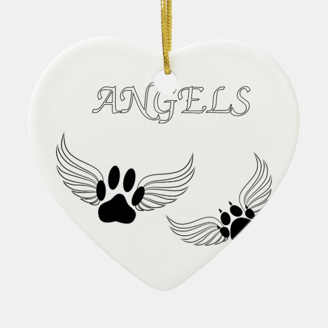 Angel Pet Paws Ceramic Tree Decoration (Front)