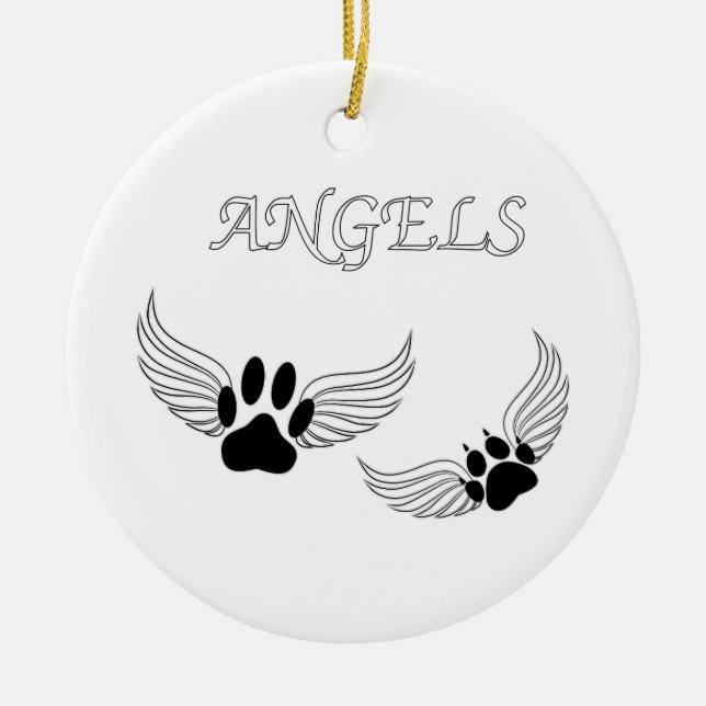 Angel Pet Paws Ceramic Tree Decoration (Front)