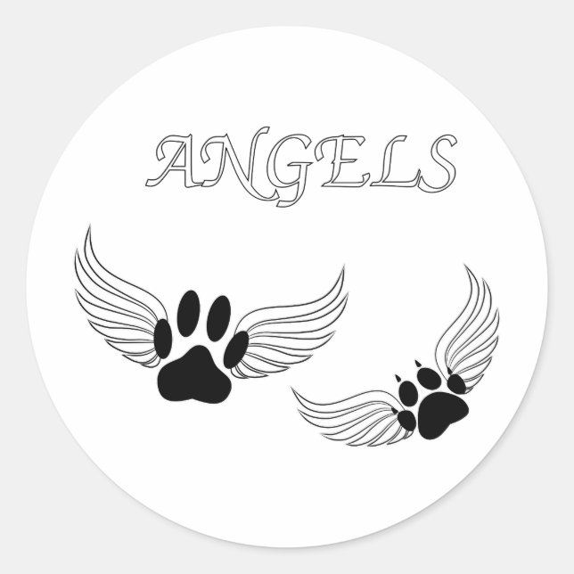Angel Pet Paws Classic Round Sticker (Front)