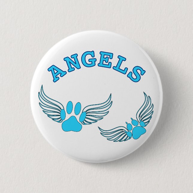 Angel Pet Paws In Blue 6 Cm Round Badge (Front)