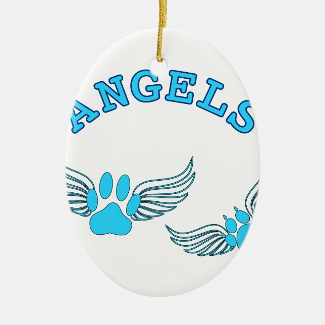 Angel Pet Paws In Blue Ceramic Tree Decoration (Front)