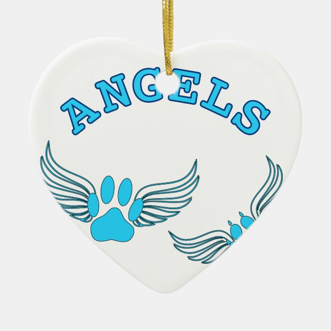 Angel Pet Paws In Blue Ceramic Tree Decoration (Front)