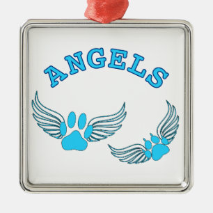 Angel Pet Paws In Blue Metal Tree Decoration