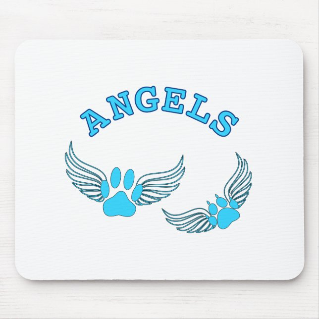 Angel Pet Paws In Blue Mouse Mat (Front)