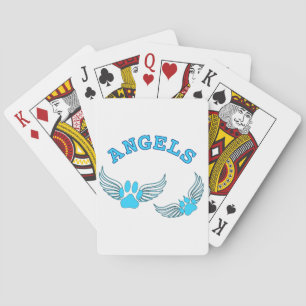 Angel Pet Paws In Blue Playing Cards