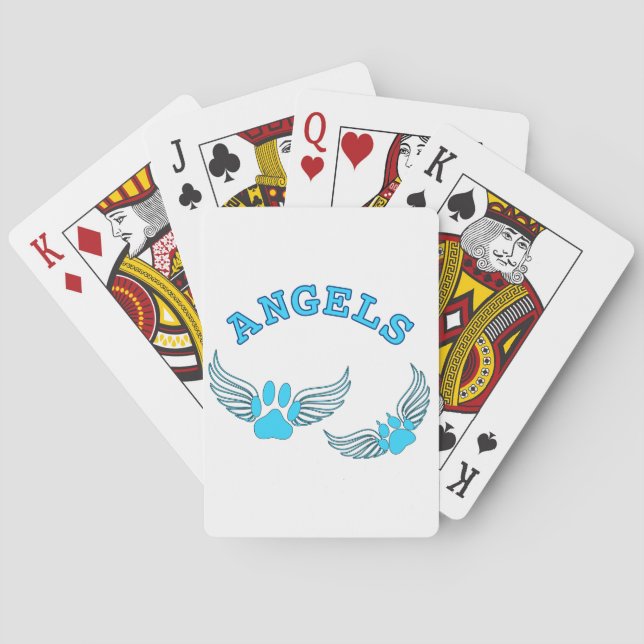 Angel Pet Paws In Blue Playing Cards (Back)