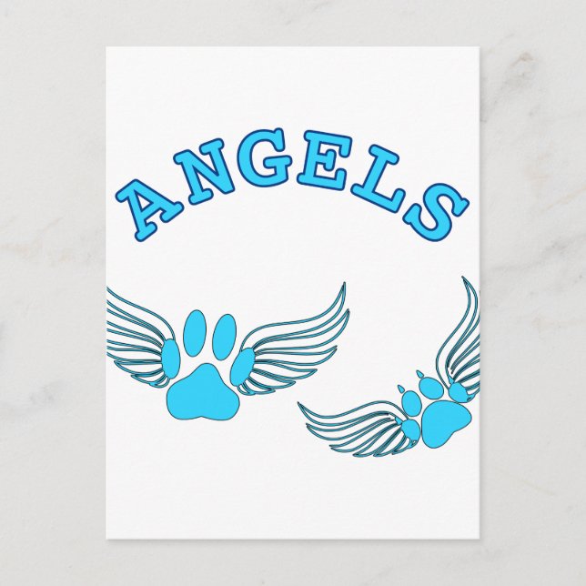 Angel Pet Paws In Blue Postcard (Front)