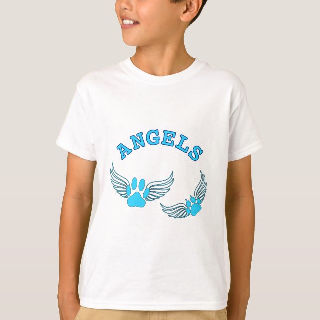 Angel Pet Paws In Blue T-Shirt (Front)