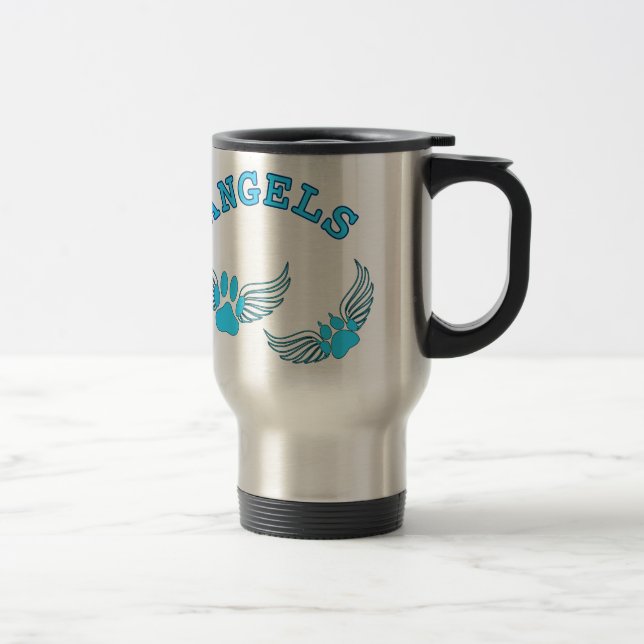 Angel Pet Paws In Blue Travel Mug (Right)
