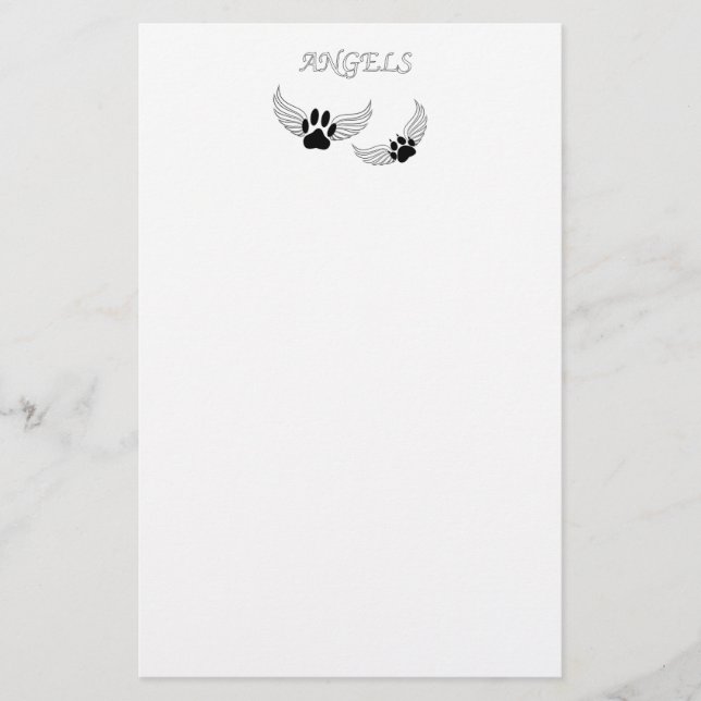 Angel Pet Paws Stationery (Front)