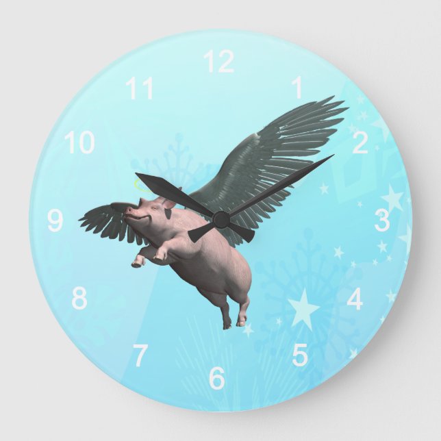 Angel Pig Large Clock (Front)