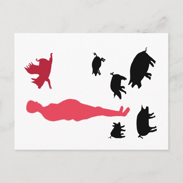 Angel Pigs Happy Meal Vegeterian Postcard (Front)