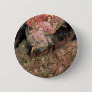 Angel Piping to Souls in Hell by Evelyn De Morgan 6 Cm Round Badge