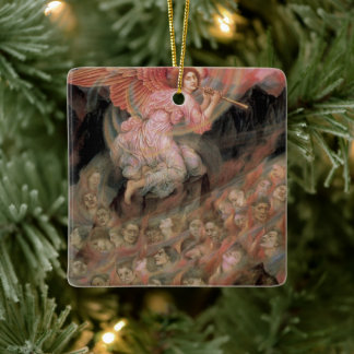 Angel Piping to Souls in Hell by Evelyn De Morgan Ceramic Tree Decoration