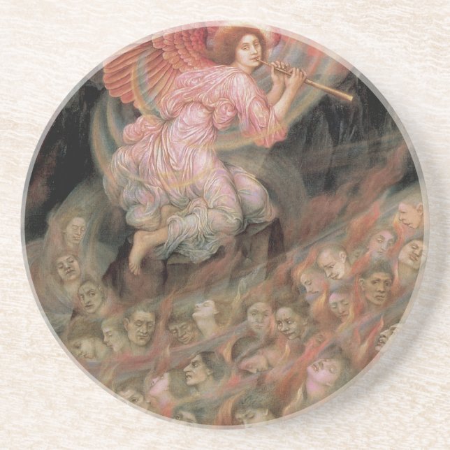 Angel Piping to Souls in Hell by Evelyn De Morgan Coaster (Front)