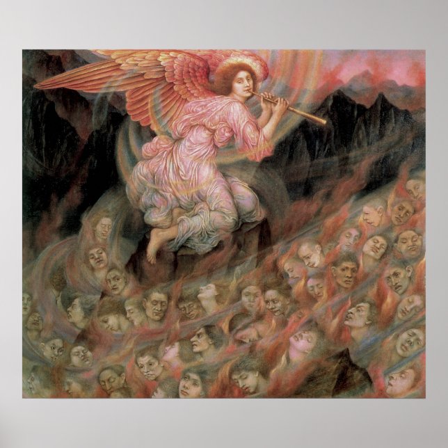 Angel Piping to Souls in Hell by Evelyn De Morgan Poster (Front)