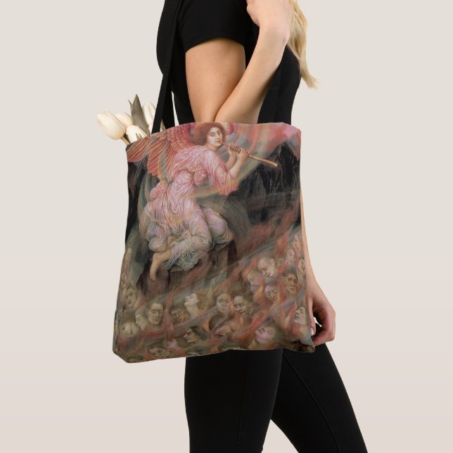 Angel Piping to Souls in Hell by Evelyn De Morgan Tote Bag (Close Up)