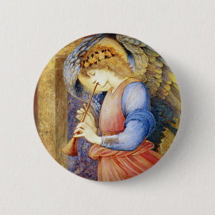 Angel Playing a Flageolet Burne-Jones Button Pin