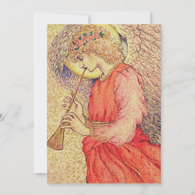 Angel Playing a Flageolet Holiday Card (Front)
