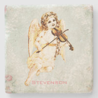 Angel Playing a Violin on a Shabby Vintage Texture