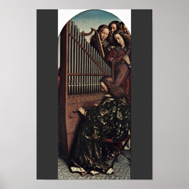 Angel Playing By Hubert Van Eyck (Best Quality) Poster (Front)