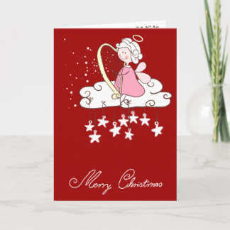 Angel Playing Harp Holiday Card