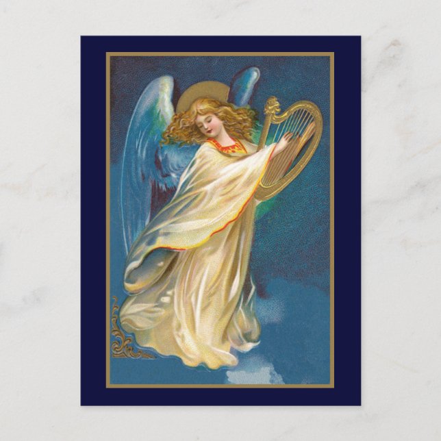 Angel Playing Harp Postcard (Front)