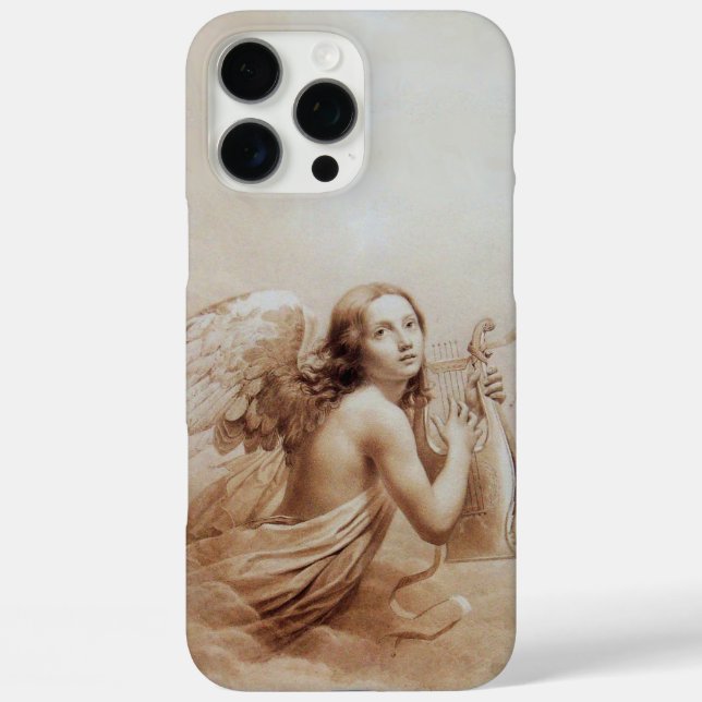 ANGEL PLAYING LYRA OVER THE CLOUDS brown Case-Mate iPhone Case (Back)