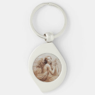 ANGEL PLAYING LYRA OVER THE CLOUDS brown Key Ring